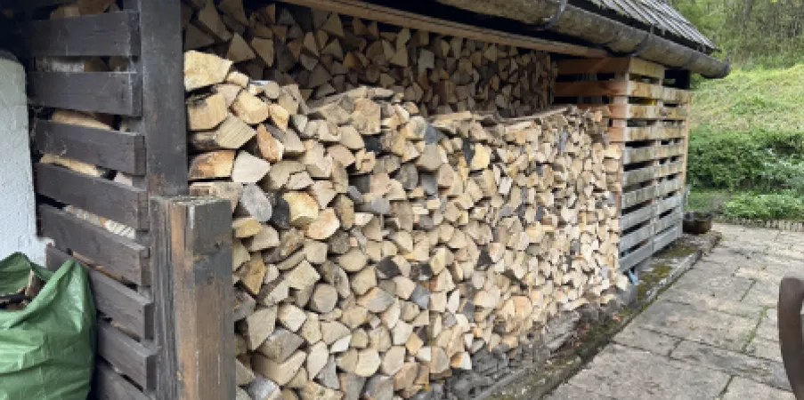 Holz vor dem Haus